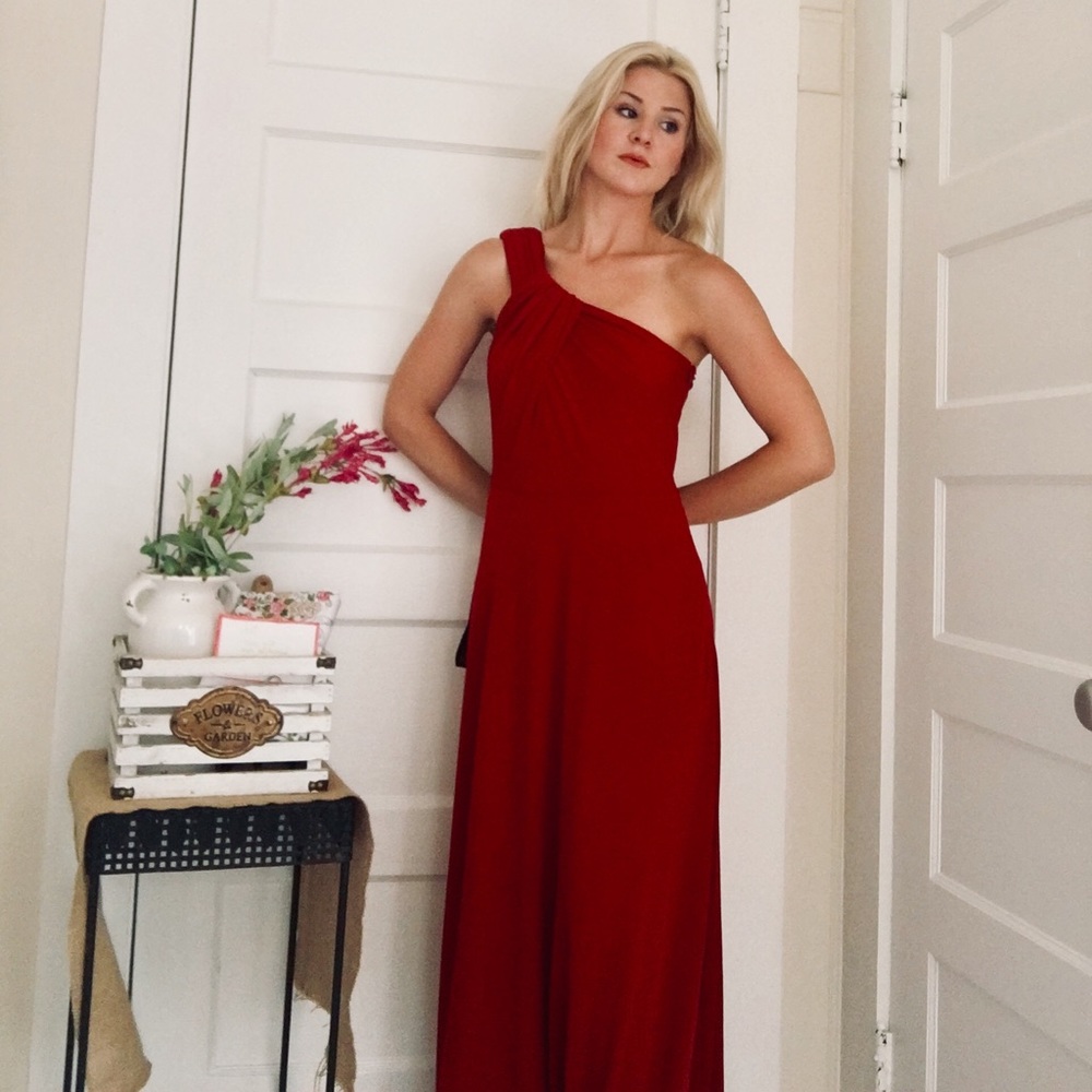 Red One Shoulder Evening Dress by “Ann Taylor”